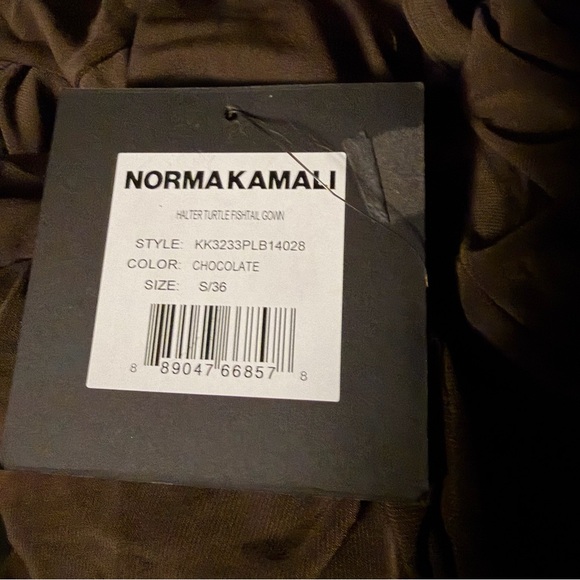 NORMA KAMALI Halter Turtleneck Fishtail Gown Maxi Dress brown Revolve NWT S - Picture 7 of 8